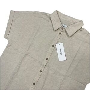 Rhythm Men's Classic Linen Short Sleeve Button Up Size Small New With Tags